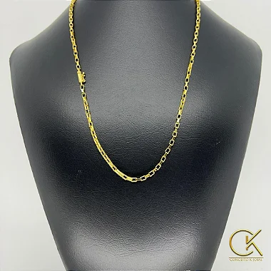 Corrente Cartier Elo Chapado - Banhada a Ouro 18k - 3mm - Fecho Canhão - 60cm ou 70cm ; conceitokjoias.com.br